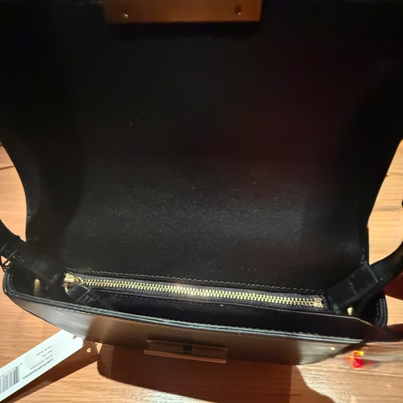 NWT Loeffler Randall Black, small, leather evening bag with brass clasp - Picture 5 of 7